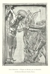 Heiliger Sebastian, Bronzemedaille, Sammlung Edouard André, Paris (Stich)