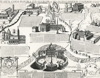 Sieben Kirchen von Rom, mit Porträt von Alexander VII (Papst 1655-1667), Italien