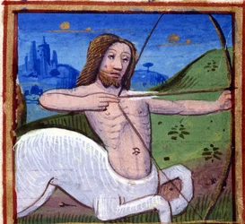 Zeichen des Schützen. Italienisches Horoskop, Mitte des 15. Jahrhunderts