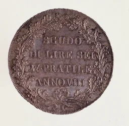 Silber-Ecu aus Mailand. 16.06.1800. Durchmesser 3,9 cm Neapel, Archäologisches Museum