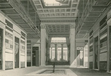 Das Atrium des Cassia-Hauses wie es war (Gravur)