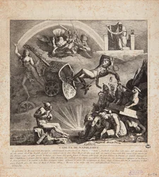 Der Fall Napoleons - Karikatur des Falls von Italien, 1814