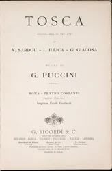 Titelseite, Libretto della Tosca, Edizione Ricordi, Italien