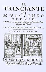 Titelseite eines italienischen Kochbuchs, veröffentlicht in Venedig, 1622
