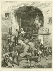 Eine Episode an den Barrikaden während der fünf Tage von Mailand (Gravur)