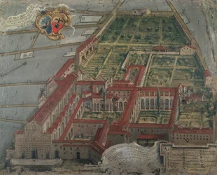 Ansicht der Kirche und des Klosters Santa Croce im Jahr 1718