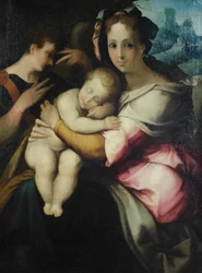 Jungfrau und Kind, unbekannter Künstler aus der Toskana, Mitte des 16. Jahrhunderts