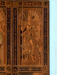 Detail einer der Türen im Sala degli Angelo, Palazzo Ducale, Urbino