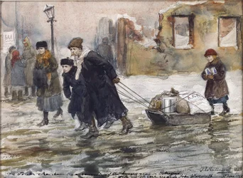 Transport von Lebensmitteln auf einem Schlitten von Ivan Alexeyevich Vladimirov