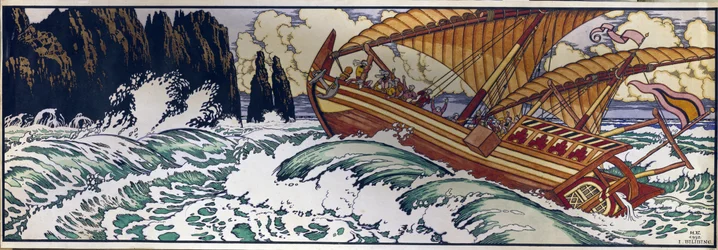 Sindbad der Seefahrer. Illustration für das traditionelle arabische Märchen aus Tausendundeine Nacht