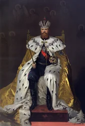 Album zur Krönung des russischen Zaren Alexander III. (1845-1894) und der Kaiserin Maria Fjodorowna (Dagmar von Dänemark) (1847-1928) - Krönungsporträt Kaiser Alexanders III. (aus dem Krönungsalbum)