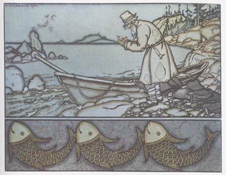 Illustration zu Die Geschichte vom Fischer und dem Fisch