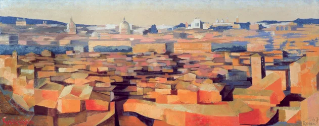 Rom, Blick von der Spanischen Akademie auf den Gianicolo, Dämmerung, 1968