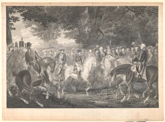 Friedrich der Große reitet nach einer Revue in Potsdam nach Hause