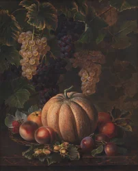 Verschiedene Früchte, darunter Melone und Trauben
