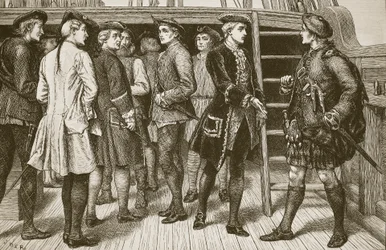 Der junge Prätendent und die Highland Chiefs an Bord der 