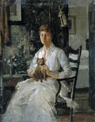 Porträt einer Dame mit einem Hund (Anna Baker Weir)