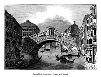 Die Rialto-Brücke in Venedig, 1843