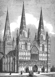 Westfassade der Kathedrale von Lichfield, Staffordshire, um 1843