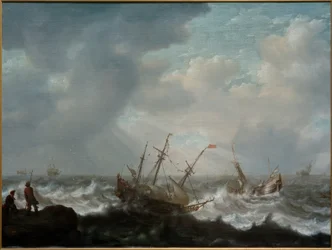 Dreimaster und andere Schiffe auf stürmischer See