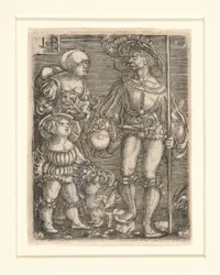 Fußsoldat mit Frau und Kind