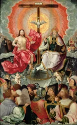 Zentrales Panel des Triptychons mit Anbetung der Dreifaltigkeit, 1523