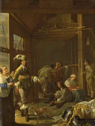 Soldaten in einem Stall