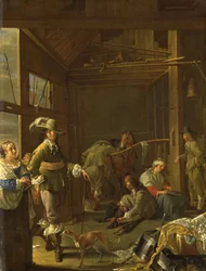 Soldaten in einem Stall