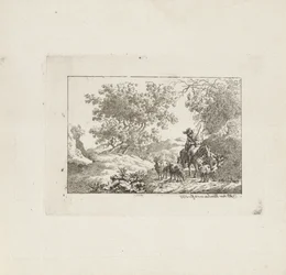 Hirte zu Pferd mit Herde
