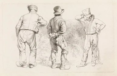 Studienblatt mit drei stehenden Figuren