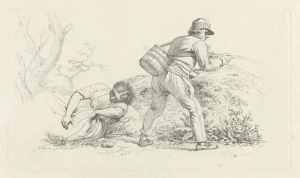 Studienblatt mit einer schlafenden Frau und einem Angler