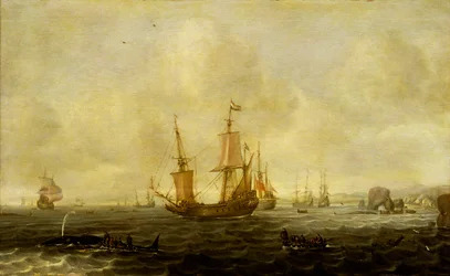 Eine niederländische Walfangflotte, Mitte des 17. Jahrhunderts