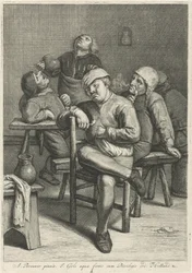 Wirtshausszene mit rauchenden Bauern