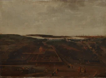 Blick auf Kiel an der Schelde mit Antwerpen im Hintergrund