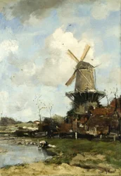 Die Mühle, Niederländische Landschaft, ca. 1880