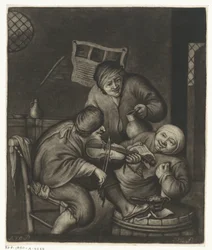 Zwei Männer und ein Geigenspieler