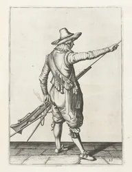 Musketier, der den Ladestock entfernt, um 1600