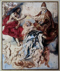 Krönung der Jungfrau durch die Heilige Dreifaltigkeit. 17. Jahrhundert. Maße: 0,46 x 0,38 m. Paris, Musée du Louvre