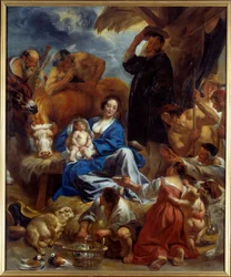 Die Anbetung der Hirten. Gemälde von Jacob Jordaens (1593-1678) 1616-1620 Lyon, Musee des Beaux Arts