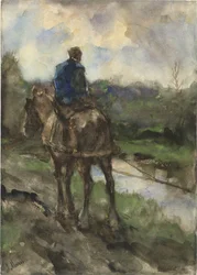 Jäger zu Pferd auf dem Jagdweg