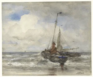Zwei Fischerboote am Strand