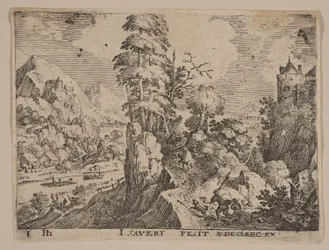 Pfad mit Reisenden rechts vom Fluss, aus Landschaften
