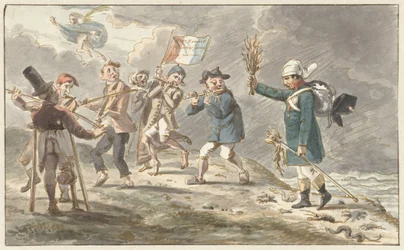 Karikatur auf den Rückzug von Napoleon I. Bonaparte aus Russland