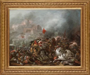 Schlacht zwischen Türken und Christen bei der Eroberung von Konstantinopel durch die osmanische Armee im Jahr 1453
