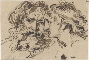 Kopf eines alten Mannes und einer jungen Frau