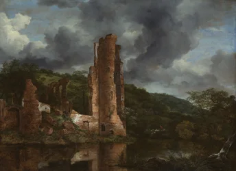 Landschaft mit den Ruinen der Burg von Egmond