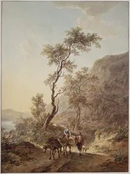 Italianisierende Landschaft mit einem Hirtenpaar auf einem Feldweg