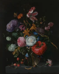 Blumen in einer Glasvase, ca. 1670