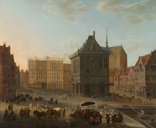 Der Damm in Amsterdam mit dem neuen Rathaus im Bau