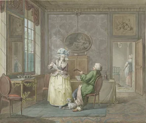 Musizierendes Paar in einem Interieur